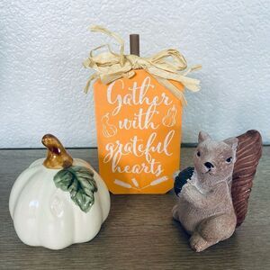 Fall Squirrel Halloween Pumpkin 3-pc Tiered Tray Decor Lot